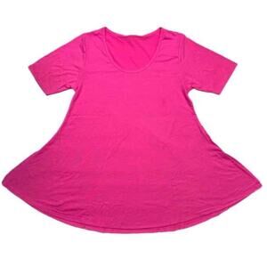 NWT LuLaRoe Perfect Tee Hot Pink Flared Tunic Top Size Small